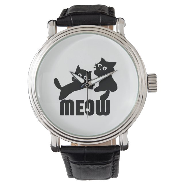 Zwarte kat, miauw horloge (Voorkant)