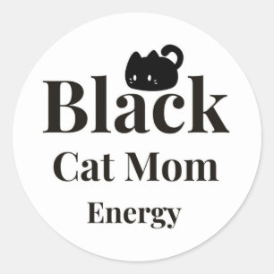 Zwarte Kat Moeder Energie Sticker – Cute Kat Liefh