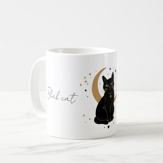 Zwarte kat mok (Voorkant links)
