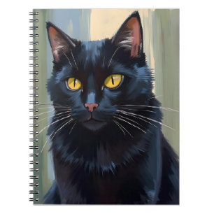 Zwarte Kat Mooie Kitten Aquarel Notitieboek