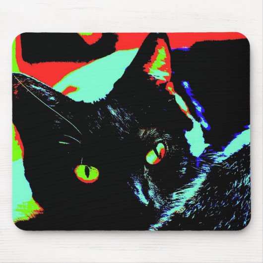Zwarte kat muismat (Voorkant)