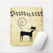 Zwarte kat muismat (Met muis)