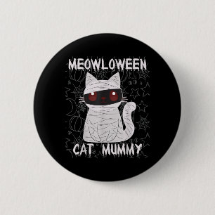 Zwarte Kat Mummie Halloween Ronde Button 5,7 Cm