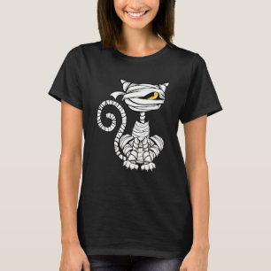 Zwarte Kat Mummie Halloween Teken Enthousiast Mumm T-shirt