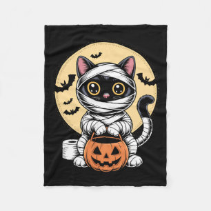 Zwarte Kat Mummie Mannen Vrouwen Kinderen Hallowee Fleece Deken