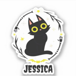Zwarte kat naam - Halloween kat Sticker