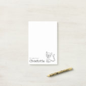 Zwarte kat naam voor cartoon post-it® notes (Op bureau)