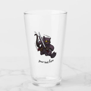 Zwarte Kat Ninja Katana Zwaarden Vliegende Trap Ca Glas