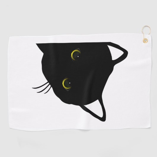 Zwarte kat ogen links golfhanddoek (Horizontaal)