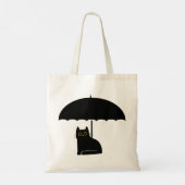 Zwarte kat onder paraplu tote bag (Achterkant)