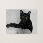 Zwarte kat ontspannen op bank legpuzzel (Horizontaal)