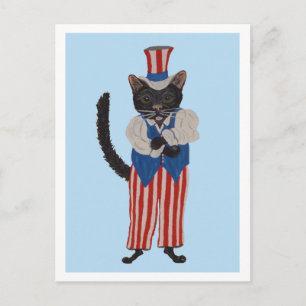 Zwarte Kat Oom Sam Aankondigingskaart