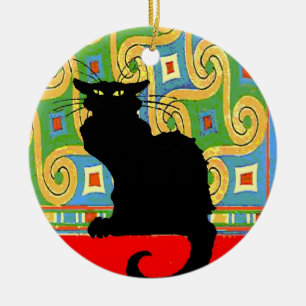 Zwarte kat op Abstract behangpapier Keramisch Ornament