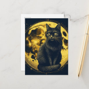 Zwarte Kat op de Maan Briefkaart