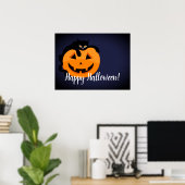 Zwarte kat op de Moon Halloween Poster (Thuiskantoor)