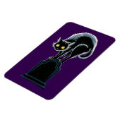 Zwarte kat op grafsteen Paarse magneet (Linkerzijde)