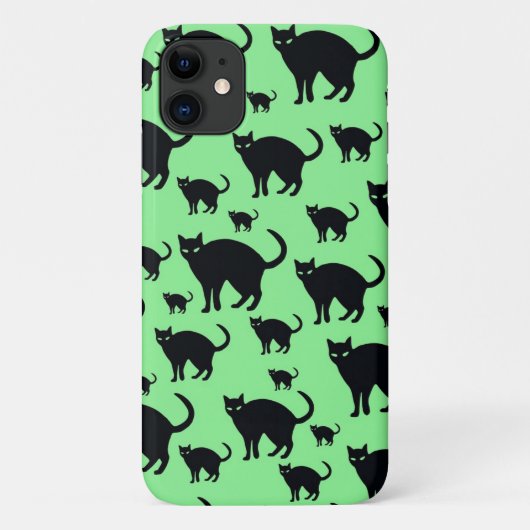 Zwarte Kat op groene achtergrond iPhone/iPad-draag Case-Mate iPhone Case (Achterkant)