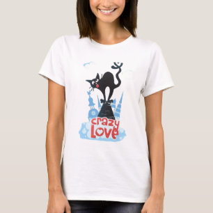 Zwarte kat op het dak zingt over ware liefde t-shirt