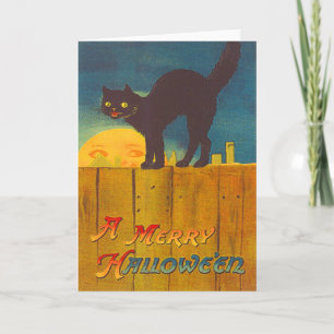 Zwarte Kat op het Man van de Omheining in de Maan Kaart