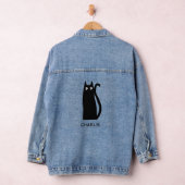 Zwarte kat op maat denim jacket (Hangar)