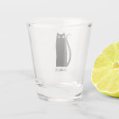 Zwarte kat op maat shot glas (Achterkant)