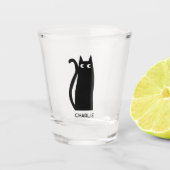 Zwarte kat op maat shot glas (Voorkant)