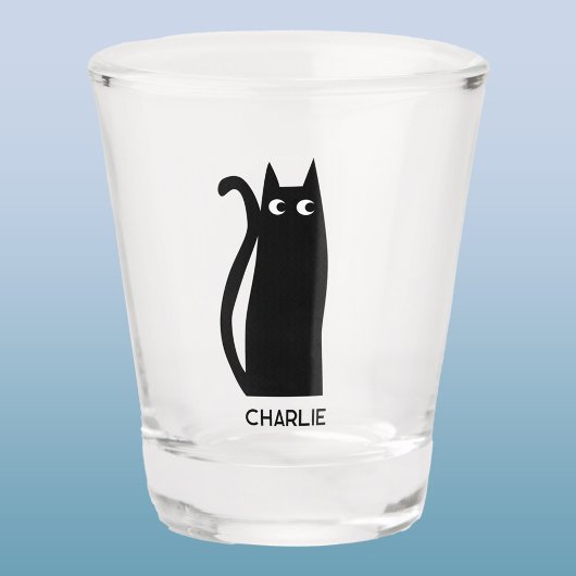 Zwarte kat op maat shot glas