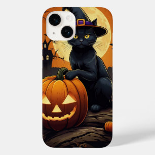 Zwarte kat op pompoen Case-Mate iPhone 14 hoesje