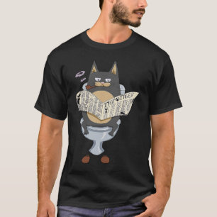 Zwarte Kat Op Toilet Krant Kat T-shirt