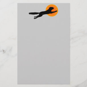Zwarte Kat Oranje Maan Halloween Briefpapier