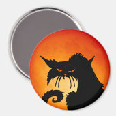 Zwarte kat Oranje maan Magneet (Voorkant / Achterkant)