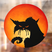 Zwarte kat Oranje maan Raamsticker (Vel 2)