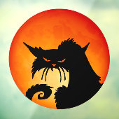 Zwarte kat Oranje maan Raamsticker (Vel 3)