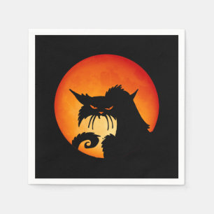 Zwarte kat Oranje maan Servet