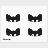 Zwarte kat ovale sticker (Vel)