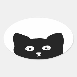 Zwarte kat ovale sticker