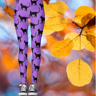 Zwarte Kat Paarse Haze Crazy Cat Leggings