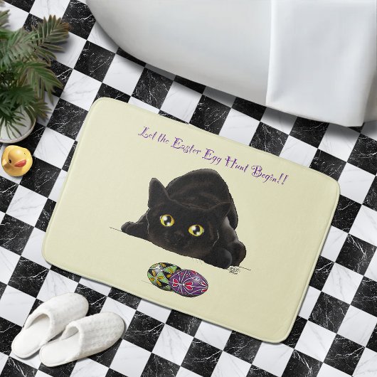 Zwarte Kat Paaseieren Jacht Vakantie Geel Badmat