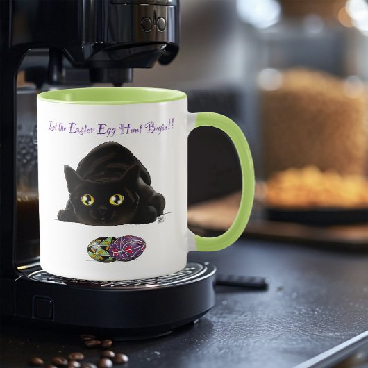 Zwarte Kat Paaseieren Jacht Vakantie Geel Mok