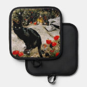 Zwarte kat pannenlap (Voorkant / Achterkant)