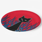 Zwarte kat papieren bordje (Gekanteld)