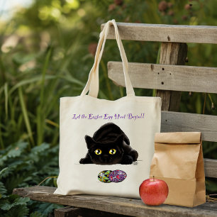 Zwarte Kat Pasen Eieren Jacht Vakantie Geel Tote Bag