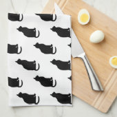 Zwarte Kat Patroonkatten Tekst Witte achtergrond Theedoek (Quarter Fold)