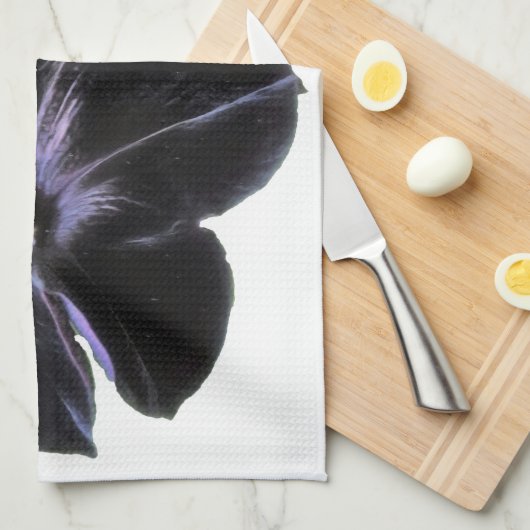 Zwarte kat Petunia gepersonaliseerde keukenhanddoe Theedoek (Quarter Fold)