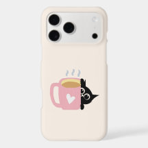 Zwarte Kat Phonehoesje met Roze Hart Mok