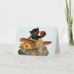  zwarte kat Pilot-Valentijnsdag Feestdagen Kaart