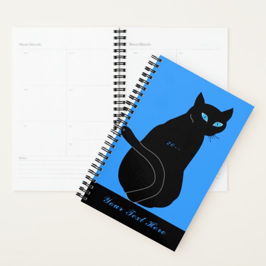 Zwarte Kat Planner Aangepaste tekst Naam Jaar / Kl (Display)
