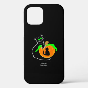 Zwarte kat pompoen Apple iPhone 12 Hoesje