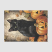 zwarte kat pompoen decoupage tissuepapier (Voorkant)