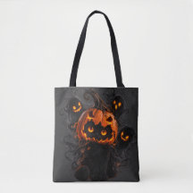 Zwarte Kat Pompoen Halloween Boodschappentas - Gri